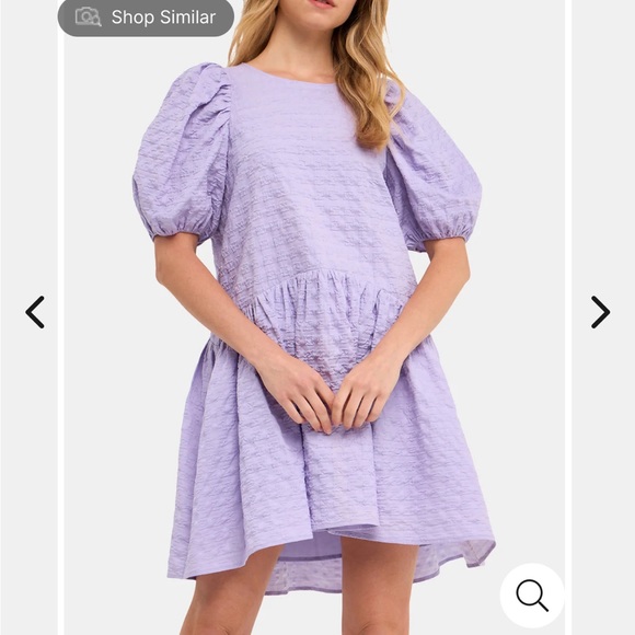 NWT English Factory Lavendar back tie Jacquard Puff Dress - Picture 7 of 9